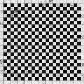 Checkerboard pattern with black and white tiles creating a symmetrical grid with a vintage,