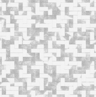 Abstract geometric pattern with gray and white rectangular tiles arranged in a mosaic