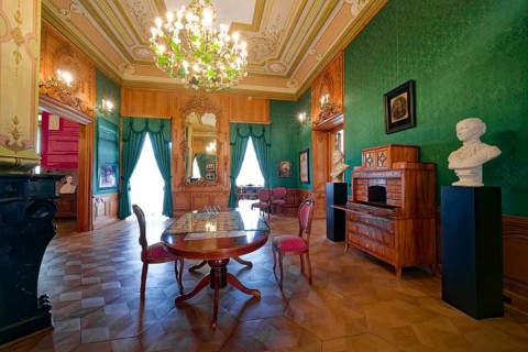 Green Salon, museum, neo-classical Lower Castle, interior view, residential town of Greiz,