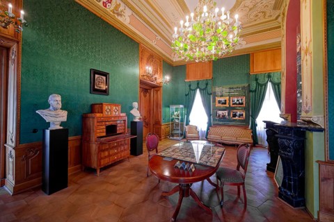 Green Salon, museum, neo-classical Lower Castle, interior view, residential town of Greiz,