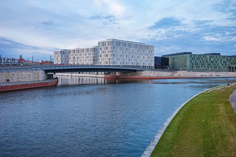 Spreebogen near Gustav-Heinemann-Brücke in Berlin, Germany, Europe