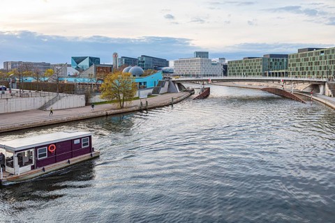 Spreebogen near Gustav-Heinemann-Brücke in Berlin, Germany, Europe