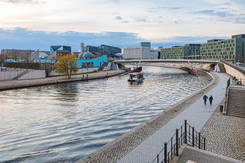 Spreebogen near Gustav-Heinemann-Brücke in Berlin, Germany, Europe
