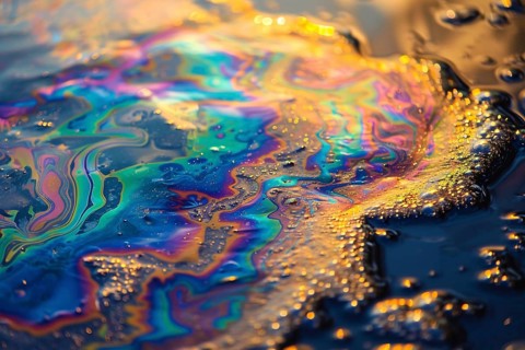 Oil layer on ocean water. Generative Ai, AI generated