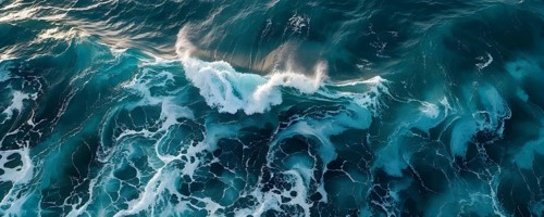 Aerial view of an cresting ocean wave unfolding its violent beauty, AI generated
