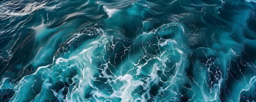 Aerial view of an cresting ocean wave unfolding its violent beauty, AI generated