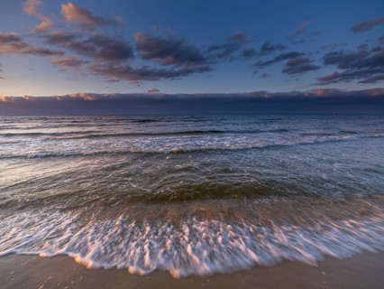Sandy beach beach on the island of Usedom on the Baltic Sea at sunset, Zempin, Mecklenburg-Western