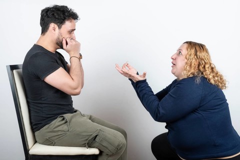 Plus size woman proposing to her boyfriend
