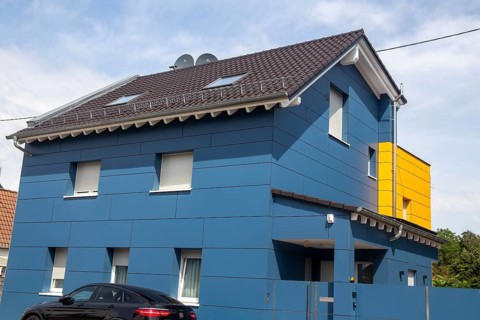 Façade cladding on a residential building