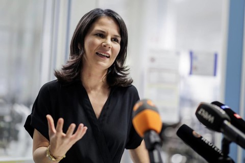 Annalena Bärbock (Alliance 90/The Greens), Federal Foreign Minister, during a press statement as