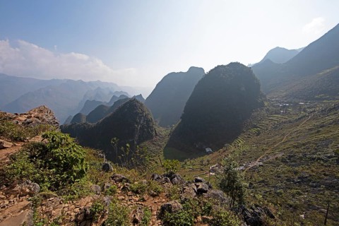 Karst rocks in the Dong Van Karst Plateau UNESCO Global Geopark, Ha Giang Province, Vietnam, Asia