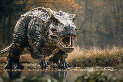 Giganotosaurus dinosaur, largest known terrestrial carnivores. Generative Ai, AI generated