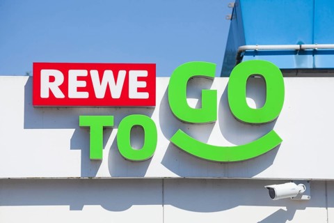 REWE To Go Marken-Discount logo at a petrol station, Germany, Europe