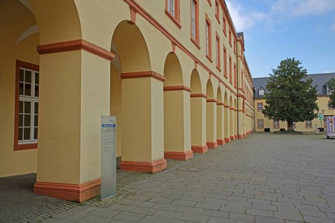Arcade of the University, Lower Castle built 17th century, baroque, Siegen, Siegerland, North