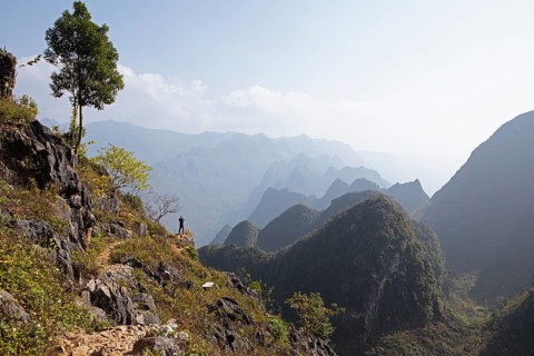 Karst rocks in the Dong Van Karst Plateau UNESCO Global Geopark, Ha Giang Province, Vietnam, Asia