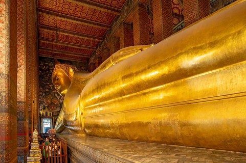 Reclining Buddha statue, Wat Pho complex, Bangkok, Thailand, Asia