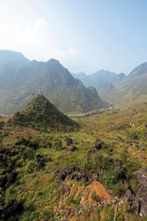 Road through the northern mountain landscape, Ha Giang province, Vietnam, Asia