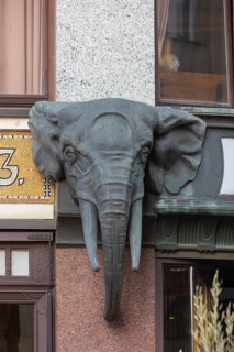 Riquet House with elephant heads. The Riquet & Co. AG was a company for the production and