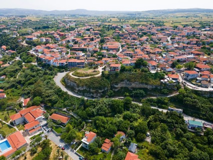 Aerial view, Afytos, Afitos, Athitos, Kassandra Peninsula, Chalkidiki, Greece, Europe