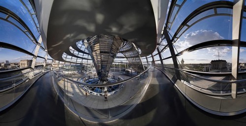 Reichstag dome in 360Â° panorama, government district, Berlin, Germany, Europe