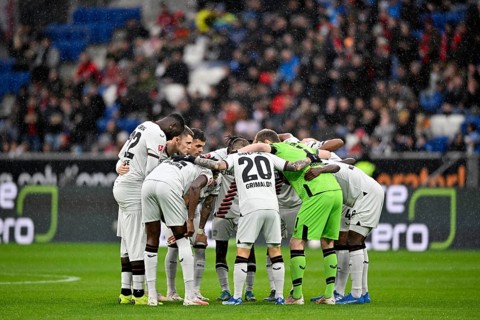 Team building, team circle, Bayer 04 Leverkusen, PreZero Arena, Sinsheim, Baden-Württemberg,