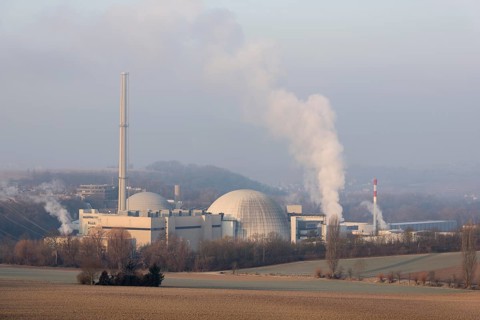 Energy transition, shutdown Neckarwestheim nuclear power plant, field landscape, Neckarwestheim,