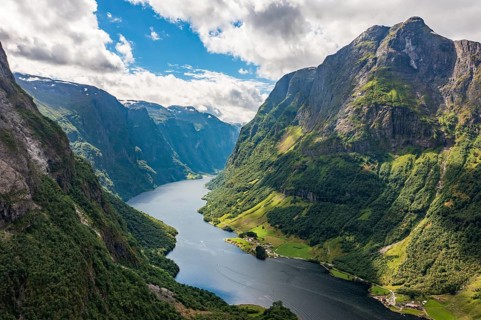 Naeroyfjord, branch of the Sognefjord, Norway, Europe