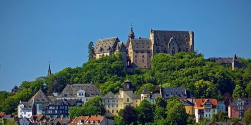 The landgrave's castle above the old town in Marburg an der Lahn, Hesse, Germany, Europe