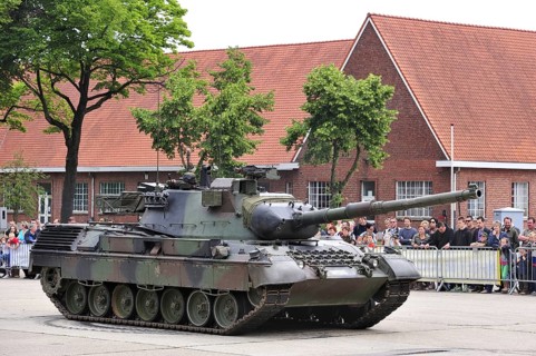 Leopard 1 battle tank demonstration during open day of the Belgian army at Leopoldsburg, Belgium,