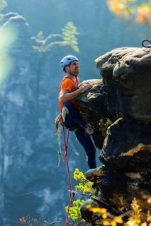 Climbers in Rathen in Saxon Switzerland