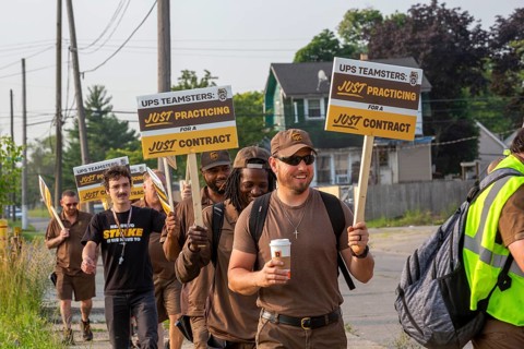 Detroit, Michigan USA, 30 June 2023, Members of the Teamsters Union carried just practicing picket
