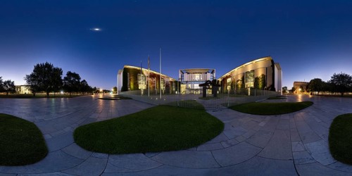 Federal Chancellery at dawn, 360Â° Panorama, Berlin, Germany, Europe