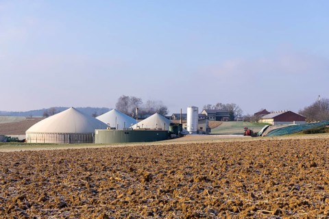Symbolic image, energy transition, biogas plant near Backnang, arable farming, field,