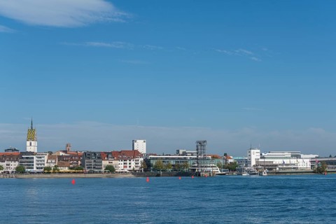 Cityscape, Zeppelin Museum, lakeside promenade, Moleturm observation tower, church tower, St.