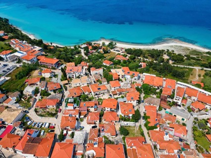 Aerial view, Afytos, Afitos, Athitos, Kassandra Peninsula, Chalkidiki, Greece, Europe