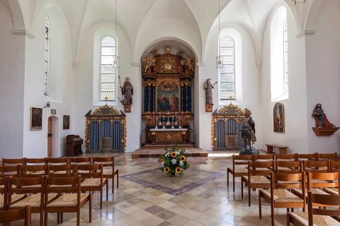 Chancel of St Maria Loretto Chapel, Oberstdorf, OberallgÃ¤u, AllgÃ¤u, Bavaria, Germany, Europe