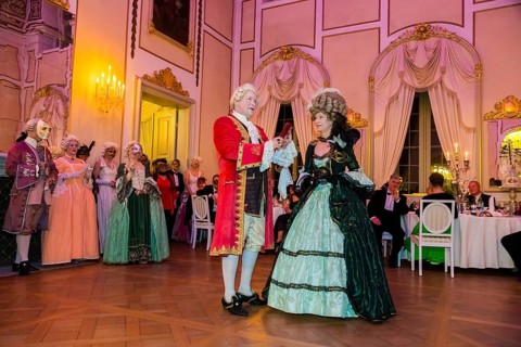 Masquerade ball at Rammenau Baroque Palace, Rammenau Palace in Rammenau near Bischofswerda in the