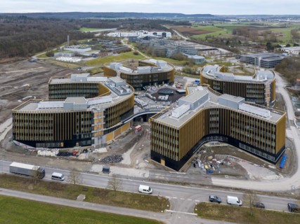 IBM construction project in Ehningen: Large construction site Technology Campus. Once the buildings