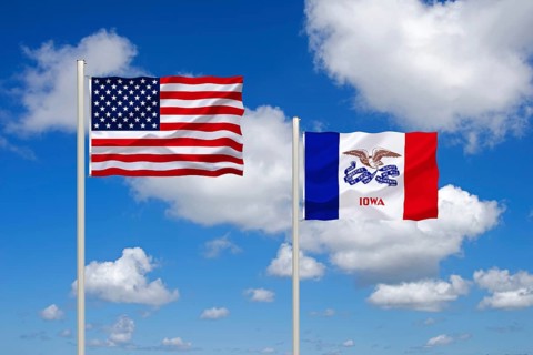 The flag of the USA and Iowa, Studio