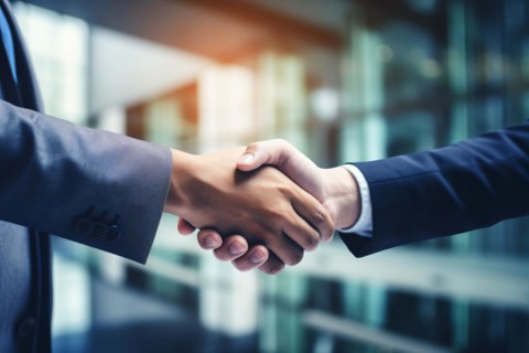 Business handshake between two men. KI generiert, generiert, AI generated