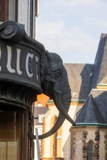 Riquet House with elephant heads. The Riquet & Co. AG was a company for the production and
