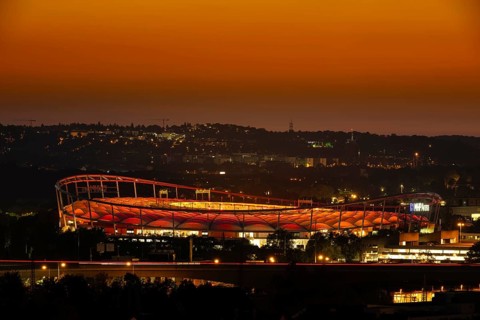 MHPArena, MHP Arena, shines for the first time with the new membrane lighting in red for the 130th