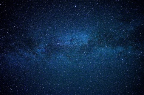 Section of the Milky Way with a shooting star, seen in summer over Upper Bavaria, Germany, Europe