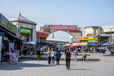 People at the Osh Bazaar, Bishkek, Kyrgyzstan, Asia