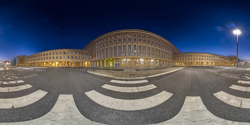 360Â° panorama of the main building of the former Tempelhof Airport, Berlin