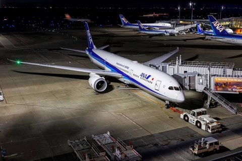 An ANA All Nippon Airways Boeing 787-9 Dreamliner aircraft with registration number JA935A at Tokyo