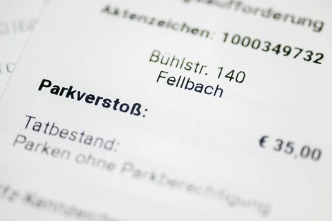 Ticket, parking offence, parking ticket, demand for payment, Baden-Württemberg, Germany, Europe