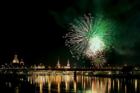 Breathtaking firework displays enchant the city skyline at night. Here is the big firework display