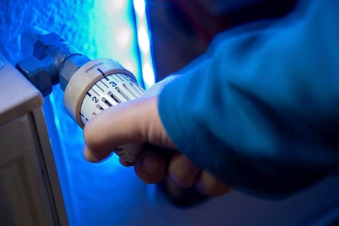 View of a heating thermostat in a flat, Germany, Europe