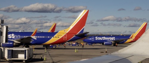 San Antonio, Texas, Southwest Airlines jets on the ground at San Antonio International Airport